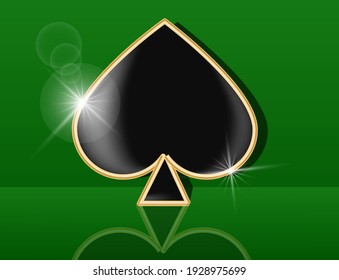 The Sign Of The Spades Card Suit. Poker Casino Banner. 3d Vector Illustration.