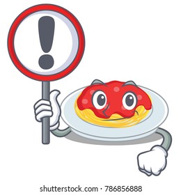 With sign spaghetti character cartoon style