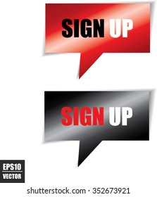 Sign up speech bubbles square template | business banner with symbol icon - Vector.