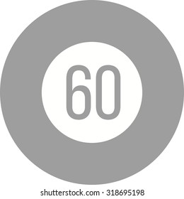 Sign, speed, 60 icon vector image. Can also be used for traffic signs. Suitable for web apps, mobile apps and print media.
