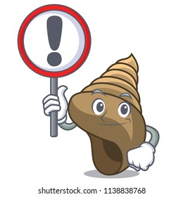 With sign spiral shell character cartoon
