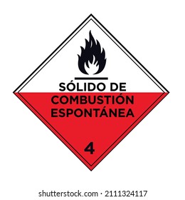 sign spontaneously combustible means "sólido de combustión espontánea" in spanish