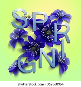 sign spring vector spring flower arrangement on the light green background