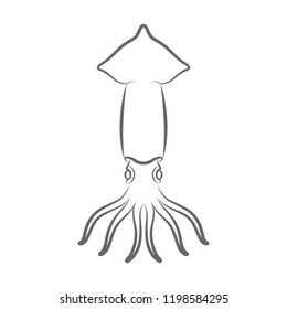 Sign squid. Symbol squid Isolated on white background. Logo squid. Vector illustration