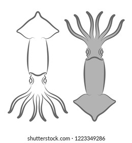 Sign squid. Symbol squid Isolated on white background. Logo squid. Vector illustration