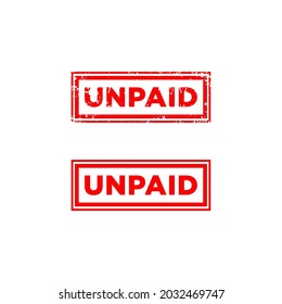 sign stamp on unpaid. rubber stamp unpaid sign.
grunge and flat design models. red rubber stamp vector on white background