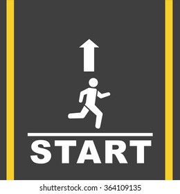 Sign start run on the road, Vector illustration