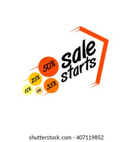 Sign of the start of sales in the form of an arrow up