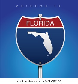 Sign of State American in Road Style
An Sign Road America Style with state of american with blue background and message, Florida and map, vector art image illustration