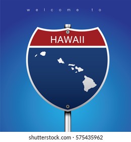 Sign of State American in Road Style

An Sign Road America Style with state of American with blue background and message, HAWAII and map, vector art image illustration
