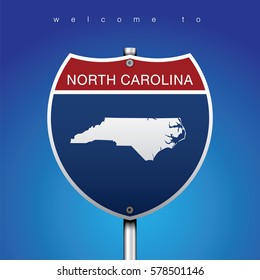Sign of State American in Road Style

An Sign Road America Style with state of American with blue background and message, NORTH CAROLINA and map, vector art image illustration