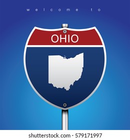 Sign of State American in Road Style

An Sign Road America Style with state of American with blue background and message, OHIO and map, vector art image illustration