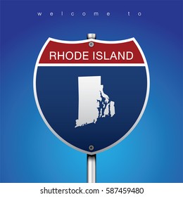 Sign of State American in Road Style

An Sign Road America Style with state of American with blue background and message, RHODE ISLAND and map, vector art image illustration
