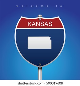 Sign of State American in Road Style

An Sign Road America Style with state of American with blue background and message, KANSAS and map, vector art image illustration
