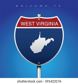 Sign of State American in Road Style

An Sign Road America Style with state of American with blue background and message, WEST VIRGINIA and map, vector art image illustration