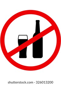 sign stop alcohol with beer bottle and glass