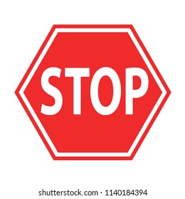 sign stop blocking red on white icon, stock vector illustration