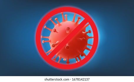 Sign Stop coronavirus. Caution coronavirus. Coronavirus outbreak. Coronavirus danger and public health risk disease and flu outbreak. Pandemic medical concept with dangerous cells.