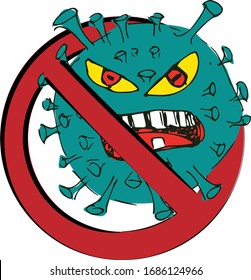 Sign Stop coronavirus Coronavirus COVID-19, sticker hand drawn colorful cartoon Stop Coronavirus. Concept of coronavirus quarantine, pandemic medical health risk, quarantine, respiratory virus. Vector