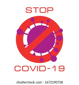 Sign STOP Covid-19 china wuhan pneumonia or corona-virus menace, pandemic contamination. Concept of caution banner. Avatar or icon for social net account or news post. Virus molecular.