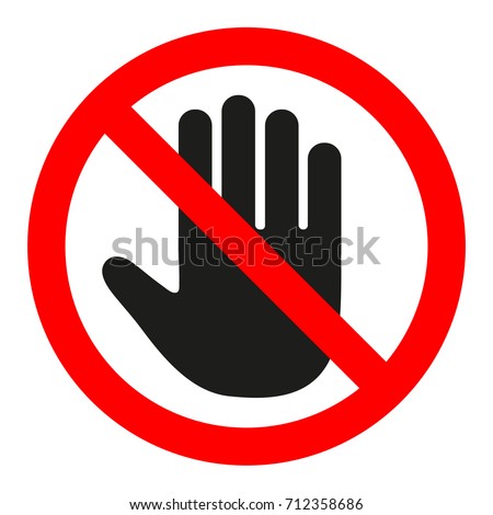 the sign of the stop. the hand in the red circle.