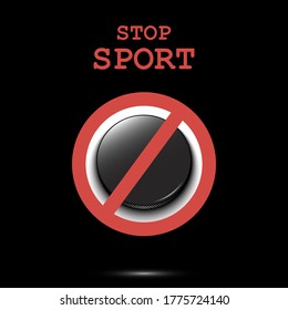 Sign stop and hockey puck. Stop sport. Cancellation of sports tournaments. Pattern design. Vector illustration
