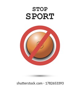 Sign stop and ping-pong ball. Stop sport. Cancellation of sports tournaments. Pattern design. Vector illustration