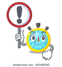 With sign stopwatch in the cartoon shape funny
