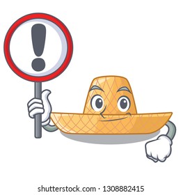With sign straw hat isolated with the character