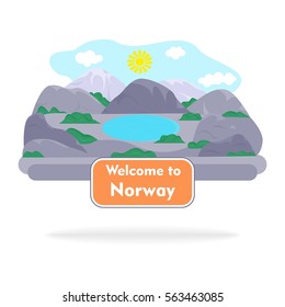 sign in the style of a flat design on the theme of norway.