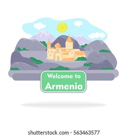 sign in the style of a flat design on the theme of armenia.
