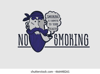 sign, stylized, pirate, smoke, Smoking is bad for your health, freehand drawing, smoke, smoke, skull, bones