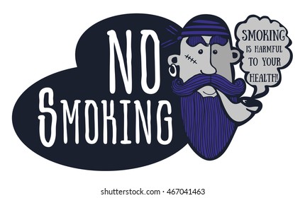sign, stylized, pirate, smoke, Smoking is bad for your health, freehand drawing, smoke, smoke, skull, bones