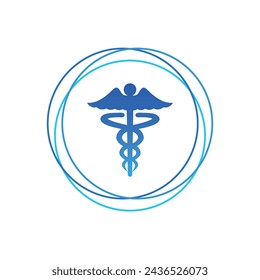 Sign suitable for medical field, medicine and Healthcare awareness, logo with Hippocratic symbol, Caduceus