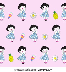 Sign Of Summer Character Pattern illustration set 2