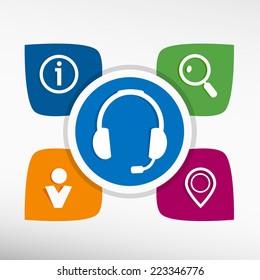Sign of Support and icons set vector illustration. Modern Flat style 