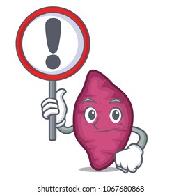 With sign sweet potato character cartoon