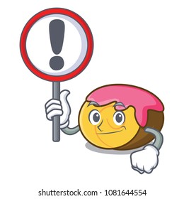 With sign swiss roll character cartoon