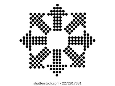 sign symbol with arrow pointers on a white background digital with dots