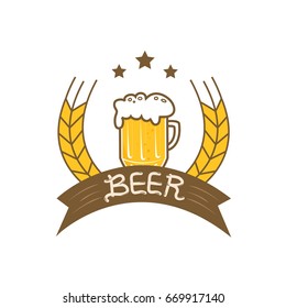 sign and symbol of beer, vector of beer label.