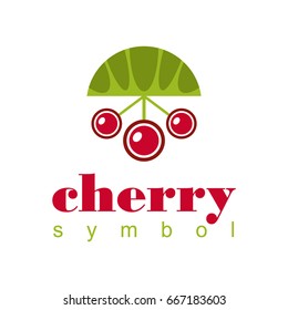 Sign symbol of cherry. Isolated on white background.