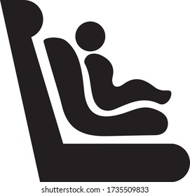 Sign symbol of a child in a child seat on a car seat. Vector illustration.
