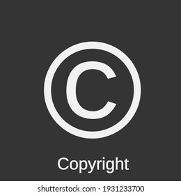 Sign And Symbol Of Copyright Logo Or Icon With Dark Background. 