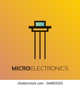 The sign and symbol for creation of logo design as radio market, microchip shop and internet shop.