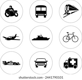sign and symbol of different types of  transport, for kids educational knowledge, sources of vehicles 