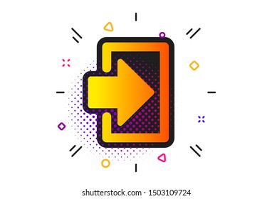 Sign in symbol. Halftone circles pattern. Login arrow icon. Navigation pointer. Classic flat login icon. Vector