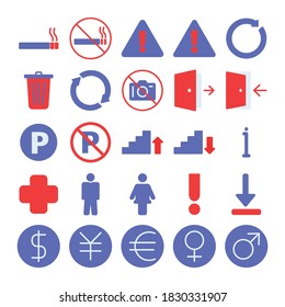 Sign And Symbol Icon Set Color Style Design Vector Template Illustration