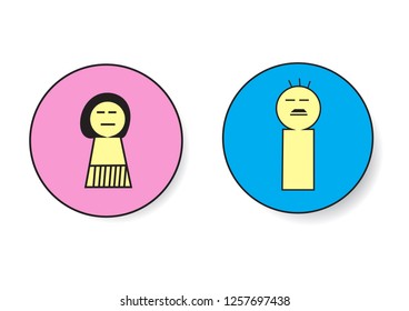 Sign symbol man and woman toilet. Vector cartoon icon.