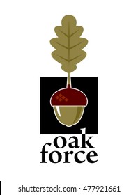 Sign symbol oak force. Vector symbol of the acorn.