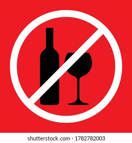 Sign with symbol of prohibited alcoholic beverages in this place